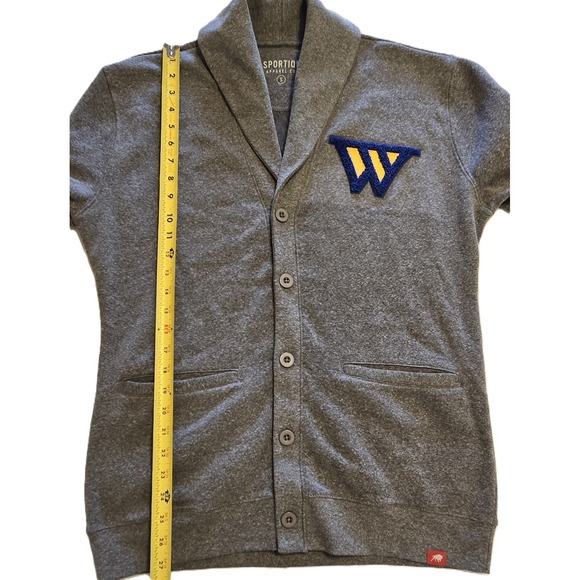 Sportiqe Apparel Co. WVU Mountaineers Gray Shawl Collar Cardigan Sweater Small - Picture 3 of 5